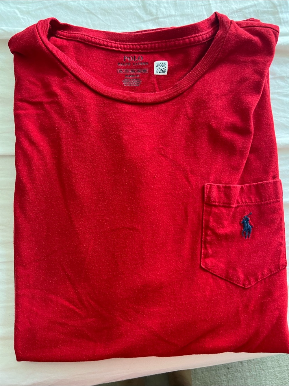 Polo by Ralph Lauren Red Crewneck Tee with Navy Logo Print